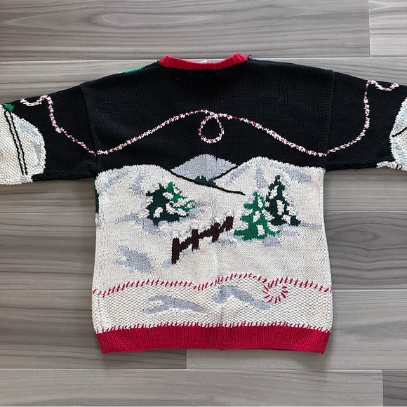 Vintage Raphels Hand Knit Skiing Santa Claus Cardigan Sweater - Picture 3 of 5